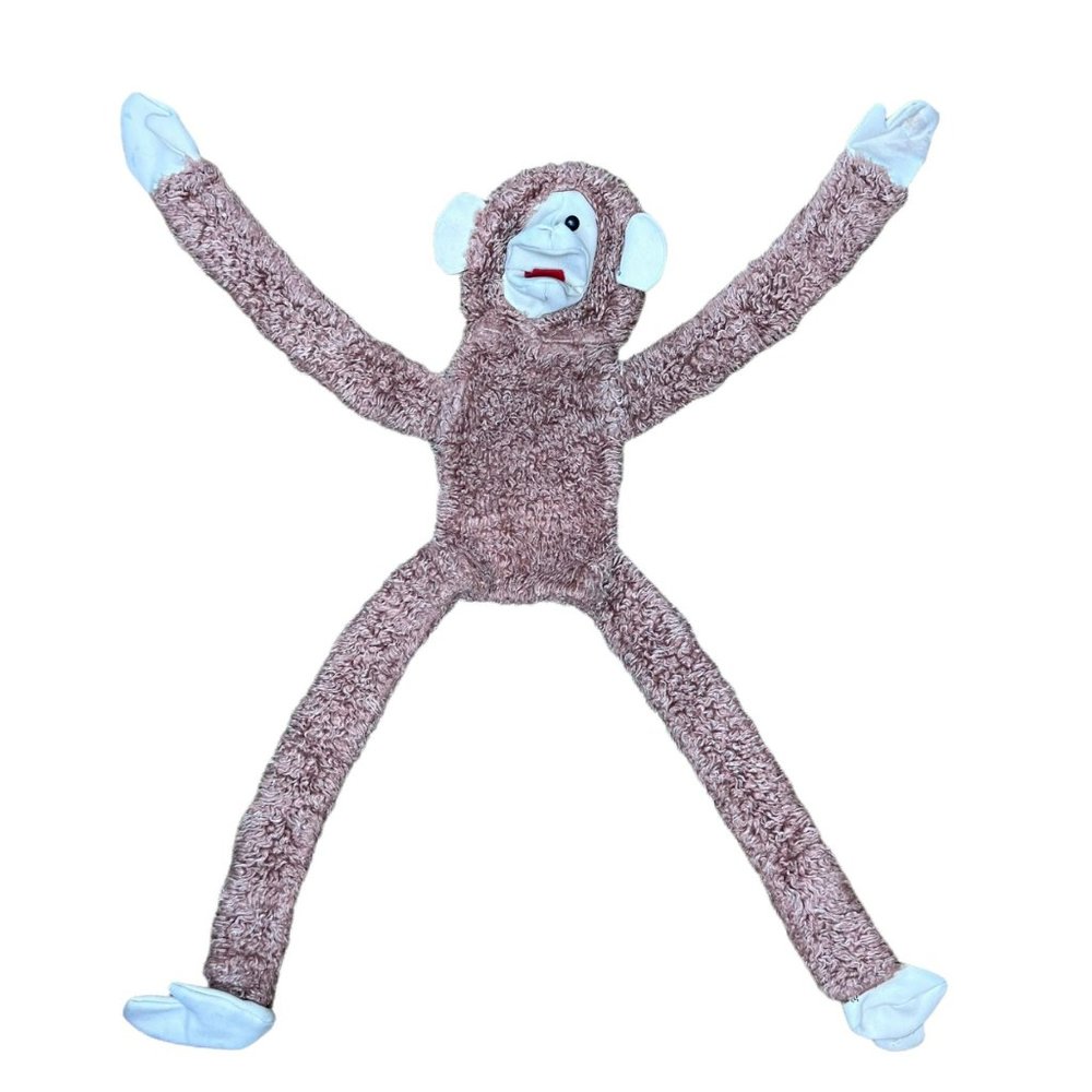 Vintage 1982 Brown Monkey Hand Puppet 38” Handmade Soft Zoo Hangs Classroom